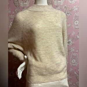 GAP NWOT oatmeal heather color waffle texture mock neck sweater
